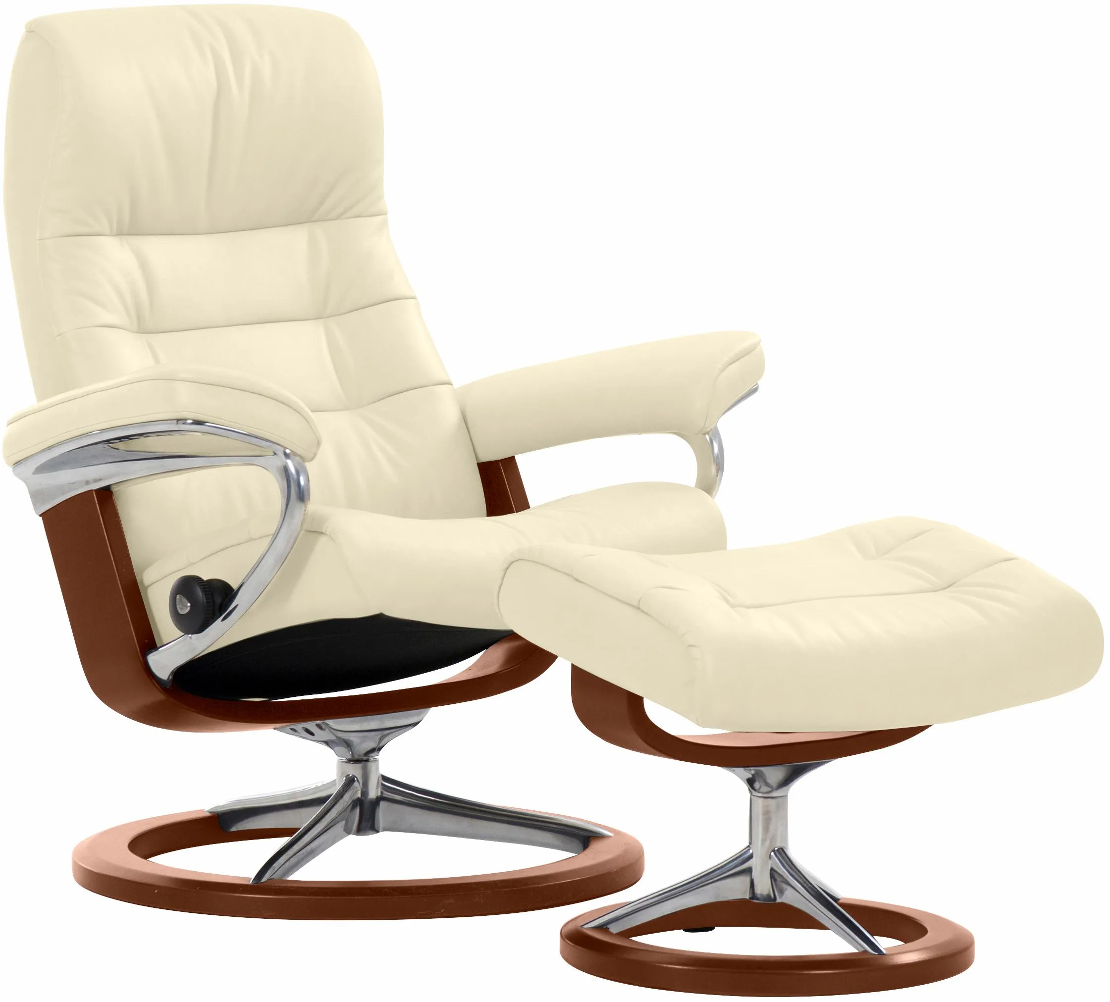 Stressless® Relaxsessel »Opal«, (Set, Relaxsessel mit Hocker), mit Hocker, mit Signature Base, Größe M, mit Schlaffunktion Stressless® vanilla