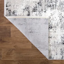 Mozato Novel Vintage-Teppich Lotus, Grau, Schwarz, Weiß, Beige, Textil, Abstraktes, rechteckig, 160x230 cm, Teppiche & Böden, Teppiche, Vintage-Teppiche