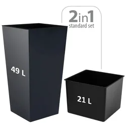 WellHome - Set mit 2 Töpfen 49L in Anthrazit