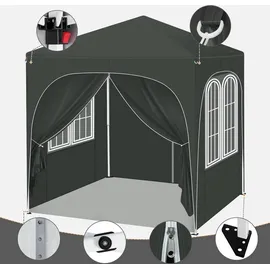 Woltu Faltpavillon 2 x 2 m inkl. 4 Seitenteile Grau