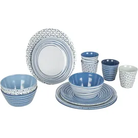 Bo-Camp Mix & Match Geschirrset 16 Stück blau