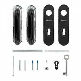 Hörmann FS Drückergarnitur D-110 Kurzschild für BB/PZ schwarz PPN (Feuerschutz-Drückergarnitur für Feuerschutztür/Mehrzwecktür H8-5 / Quadro/MZ) 545970
