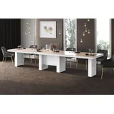 Design Esstisch Tisch HLA-111 Hochglanz XXL ausziehbar 160 bis 400 cm, Farbe:Cappuccino Hochglanz - Weiß Hochglanz