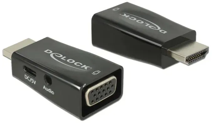 DeLOCK 65901 Kabeladapter HDMI A VGA & 3.5 mm Audio Schwarz