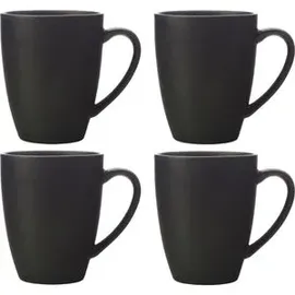 Maxwell & Williams Caviar Black Becher, Tasse, Kaffeetasse, Premium-Keramik, schwarz 400 ml AX0353, 10er Set