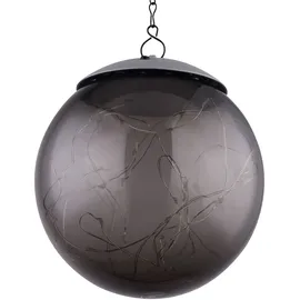 GLOBO Hängeleuchte Solar Pendelleuchte Solarlampe rauch Solarleuchte Kugel, 20x LED warmweiß, DxH 15x50 cm, 2er Set