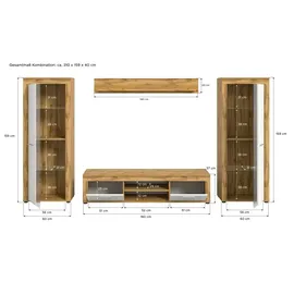 Möbel Kraft Wohnwand ¦ holzfarben ¦ Maße (cm): B: 310 H: 159 T: 35.0