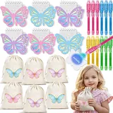 G.C Schmetterlings Party Mitgebsel Kindergeburtstag UV Stift mit Lampe Notizbuch Kordelzugbeutel Geschenktüten Give Aways Gastgeschenke Kindergeburtstag Pinata Füllung Mädchen