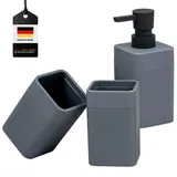 bremermann Badaccessoire-Set SAVONA Badezimmer-Set grau