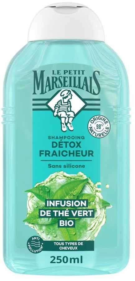 Le Petit Marseillais Shampooing infusion Détox thym et thé vert Bio - Le flacon de 250 ml 250 ml shampooing