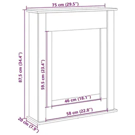 vidaXL Kaminumrandung 75 x 20 x 87,5 cm Artisan-Eiche