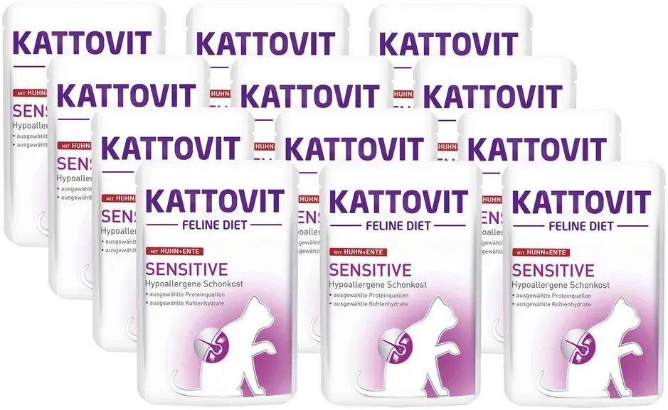 Kattovit Sensitive Huhn+Ente 12x85g-Beutel (Rabatt für Stammkunden 3%)