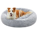 Songmics Hundebett flauschig, mit Donut Kissen, Ombré-Grau