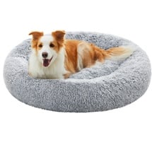 Songmics Hundebett flauschig, mit Donut Kissen, Ombré-Grau