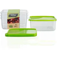 MiraHome Gefrierdosen 4x2,75L rechteckig grün – Vorratsdosen mit Deckel luftdicht – Transparente Frischhaltedosen mit Deckel – Aufbewahrungsbox Küche für Mealprep & Organisation – Austrian Quality