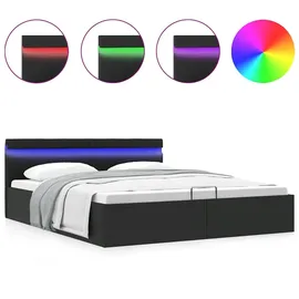 vidaXL Stauraumbett hydraulisch LED 180 x 200 cm schwarz