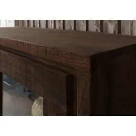 Massivmoebel24 Vitrine Akazie 98 x 40 x 180 cm Dunkelbraun