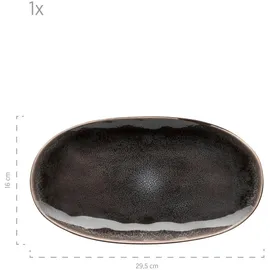 Mäser Servierplatten-Set Niara Organic, Braun, Schwarz, Keramik, 3-teilig, oval, Tischkultur & Servieren, Servierplatten