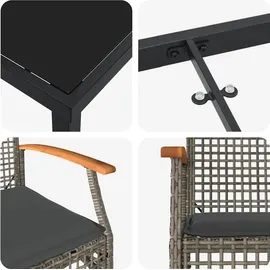 vidaXL Garten Essgruppe 5 pcs Grau Poly-Rattan - Grau