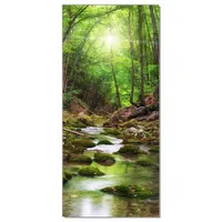 Wallario Selbstklebende Türtapete Fluss im Wald - Türposter 93