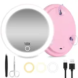 JADAZROR LED-Kompaktspiegel, 10-Fach-Vergrößerungsspiegel mit Licht, 15cm Reisespiegel mit Vergrößerung, wiederaufladbarem beleuchtetem 10-facher Vergrößerungsspiegel