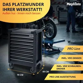 Mephisto Werkzeugwagen Carbon/Chrom/Stahl schwarz 9 Schubladen bestückt