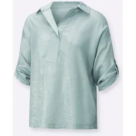 CREATION L Satinbluse kalkmint-silberfarben 40
