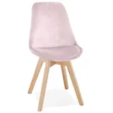 KADIMA DESIGN Holz Esszimmerstuhl mit Samtbezug in Rosa | Retro Stil in Rosa-Beige | Gr.: onesize