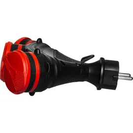 Plastrol Schuko-Steckdose 3-fach Schwarz-Rot