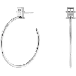 Paar Creolen TOMMY HILFIGER "Schmuck Edelstahl Ohrschmuck Ohrringe", silber (edelstahlfarben), Ohrringe, Damen, Edelstahl