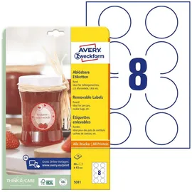 Avery Zweckform Universaletiketten 5081 Weiß 65,0 x 65,0 mm 10 Blatt
