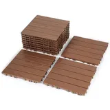 110 Stück Terrassenfliesen 10 qm, 30x30cm Kunststoff Fliesen Klickfliesen Balkonfliesen Holzoptik Gestreift, Wetterfest, Anti-Rutsch, Braun
