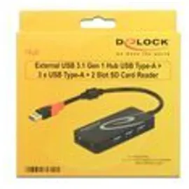 DeLock 62899 USB-Hub USB3.1 TypA 3X USB3.0 TypA +2X Slot SD