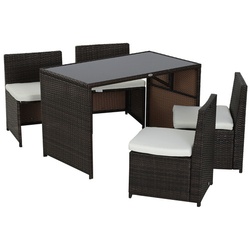Outsunny Sitzgruppe, 4 Sitzplätze, PE-Gewebe/Stahl/Polyester/gehärtetes Glas - bunt