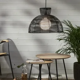 StarTrading Lampenschirm rund wetterfest Rattanoptik f. E27 Fassungen 47cm schwarz
