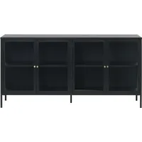 VCM Carmel Sideboard mit 4 Glastüren Stahl schwarz.