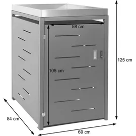 Mendler Mülltonnenverkleidung HWC-H40 125 x 69 x 84 cm grau