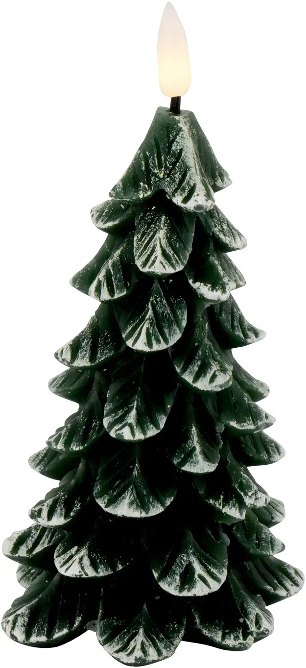 LED Echtwachskerze Baum D7H17,5cm Flamme wweiß inkl.CR2032 B.  - grün