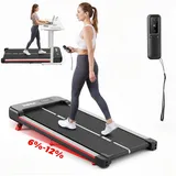 WILGOON Laufband Walking Pad mit Steigung für Homeoffice und Zuhause (6% und 12% Steigung für intensiveres Gehtraining, Unter Schreibtisch für mehr Bewegung im Alltag), Kompakt, leise und platzsparend zu verstauen schwarz