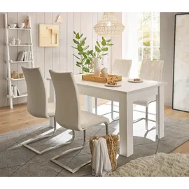 furn.design Esstisch weiß Holzwerkstoff, Nachbildung,Pinie, 90x76x160 cm, Esszimmer, Tische, Esstische