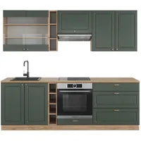 Vicco Küchenzeile Fame-Line 235 cm Eiche grün-gold