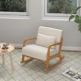 Homcom Schaukelsessel gepolstert Polyester 92 x 81,5 x 64,5 cm Creme mit Kissen