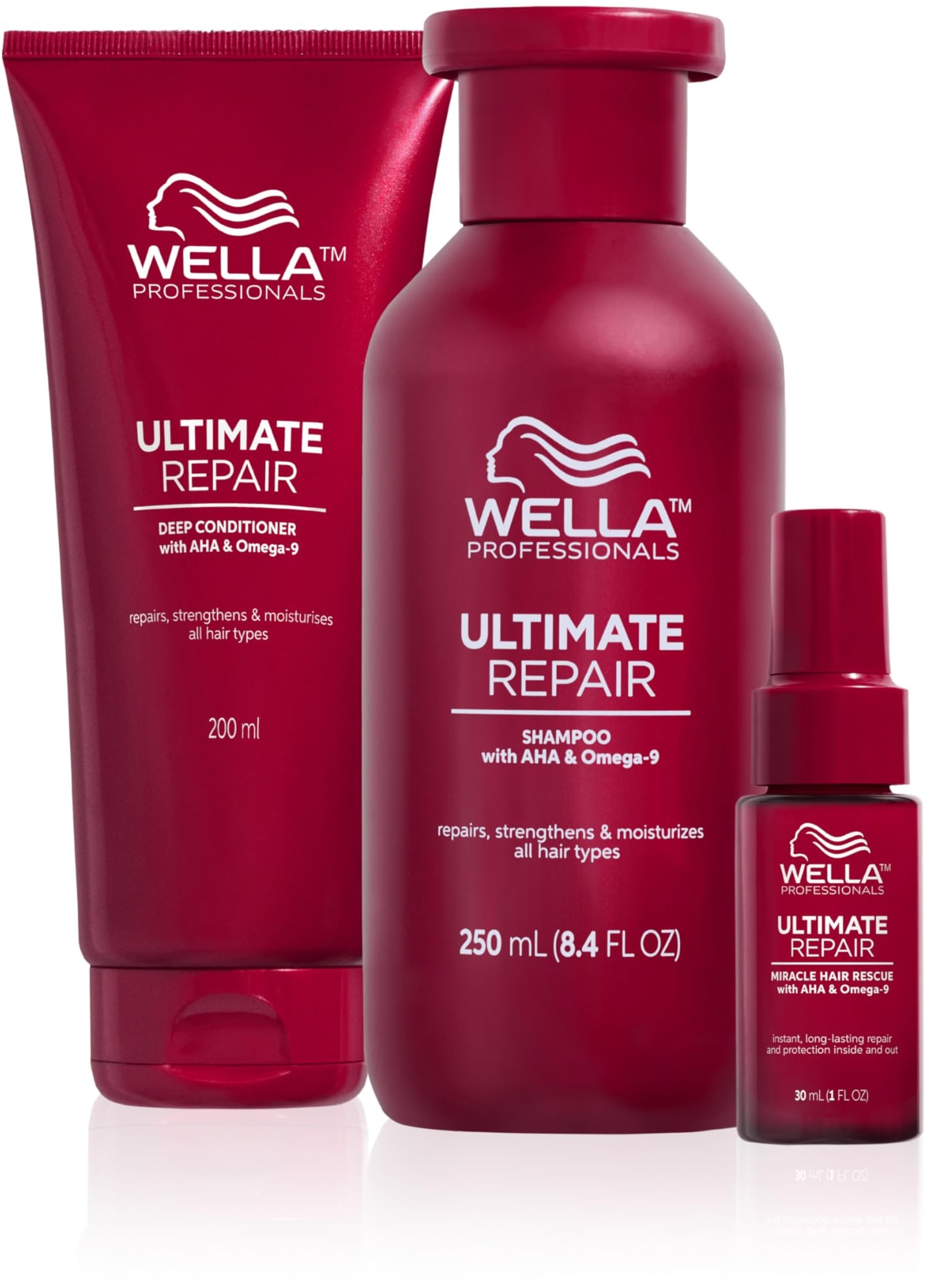 Wella Professionals Ultimate Repair Vorteils-Set – Repair Shampoo, stärkende Spülung & reparierendes 90 Sek. Haar Serum – 250 ml Feuchtigkeitsshampoo, 200 ml Conditioner, 30 ml Sprühkur