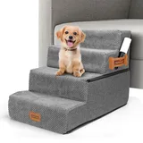 Nobleza Hundetreppe für Kleine Hunde, Hunderampe und Haustiertreppe mit Fusselrolle, 4 Stufen Katzentreppe und Hundetreppe für Bett Sofa