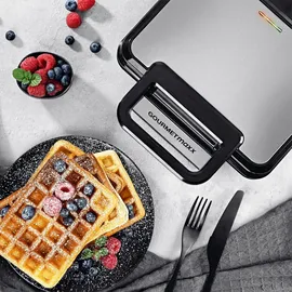 GOURMETmaxx Waffeleisen Belgische Waffeln 1200W Edelstahl/schwarz | Schwarz
