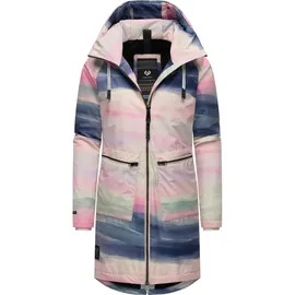 Ragwear Damen Wintermantel Warmer Parka mit Teddyfell wasserdicht und atmungsaktiv Holstic Print YOUMODO Ecru Gr. L - L