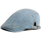 RUICHENG Herren Denim Flatcap Schiebermütze Sportmütze Ivy Gatsby Schirmmütze Kappe (Hellblau) - M