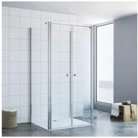 AQUABATOS Komplettdusche Duschkabine u-form Eckeinstieg Glas Dusch-Schwingtür Pendeltür Drehtür, BxT: 100x80 cm, Eckdusche u-form 6 mm Einscheibensicherheitsglas (ESG) mit Nanobeschichtung, Klarglas, nach außen und innen öffnen 100 cm x 197 cm x 80 cm