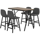 Homcom Bartisch mit Barhocker Set 5-teilige Essgruppe, Küchentisch, Bistrotisch mit 4 Stühlen, Bartisch Set für Küche, Wohnzimmer, Stahl, Dunkelgrau 120 x 60 x 91 cm, Esszimmer, Barmöbel, Barschränke -