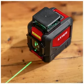 Stier Kreuzlinienlaser 360° x 120°, grün 520nm, Baulaser mit präziser Nivelliergenauigkeit von ±3 mm / 10 m, IP54